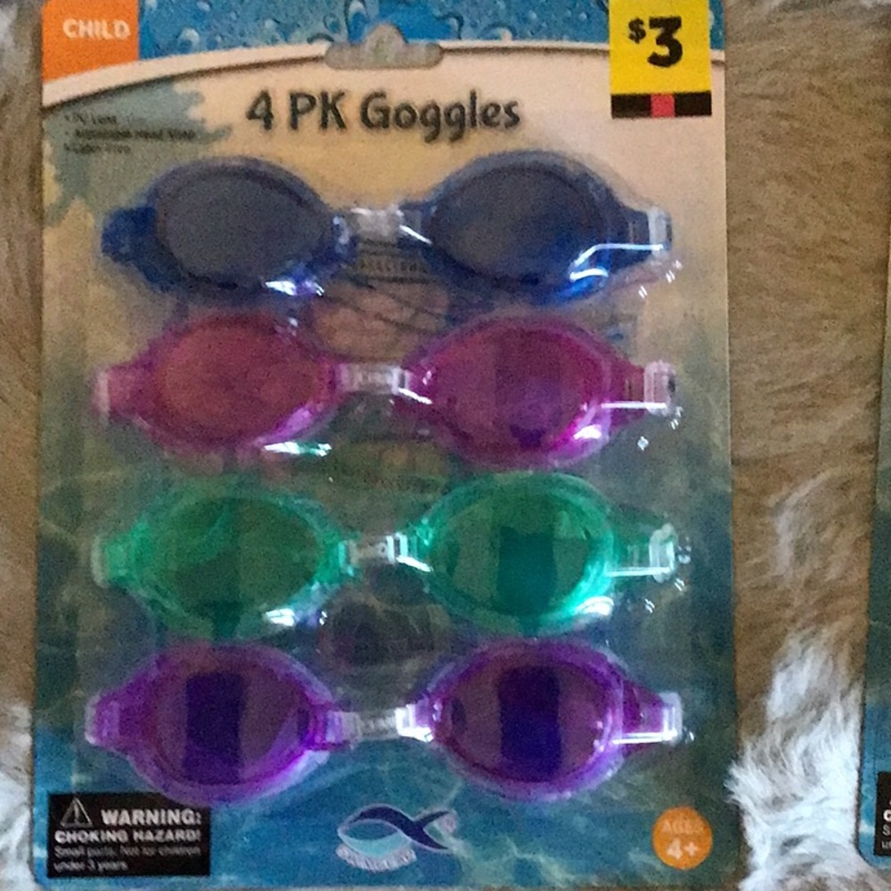 Kids Swim Goggles 4-Pack - Blue, Purple, Green